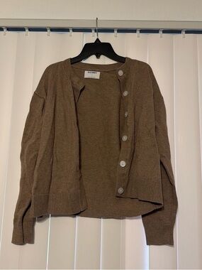 Old Navy Brown Button-Up Crewneck Cardigan